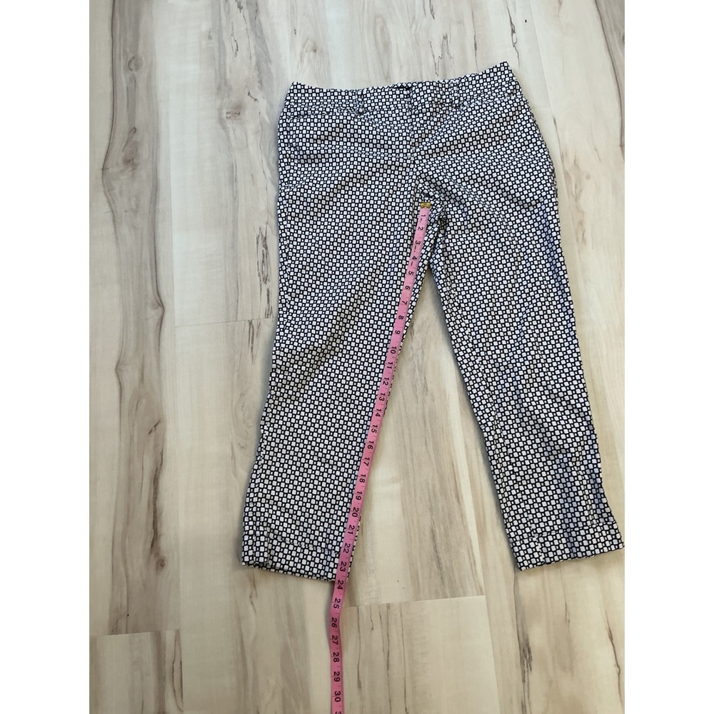 New York & Company 7th Avenue Black White Geometric Ankle Pants Size 4 - Picture 3 of 6